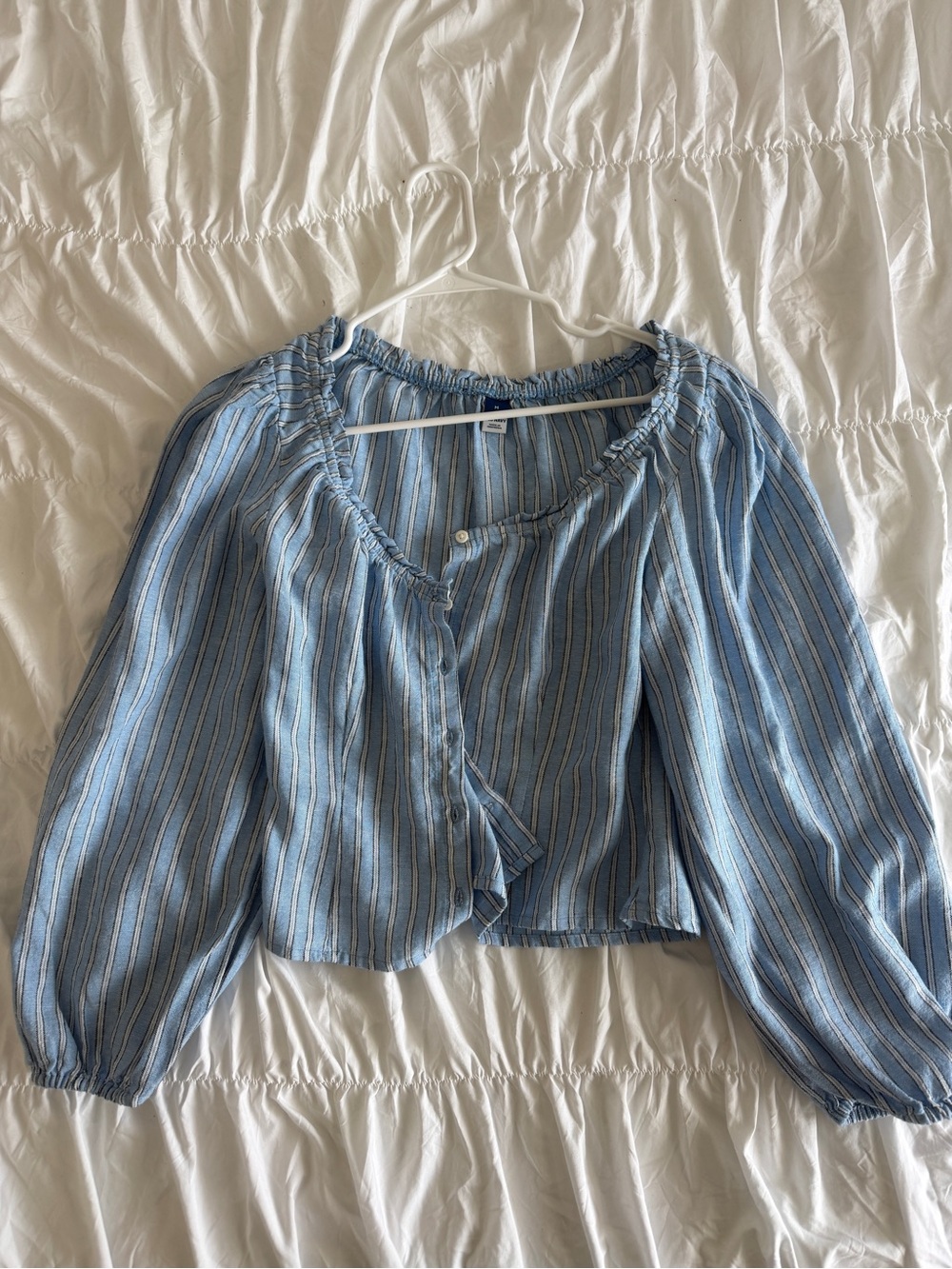 Old Navy Blue Striped Peasant Top